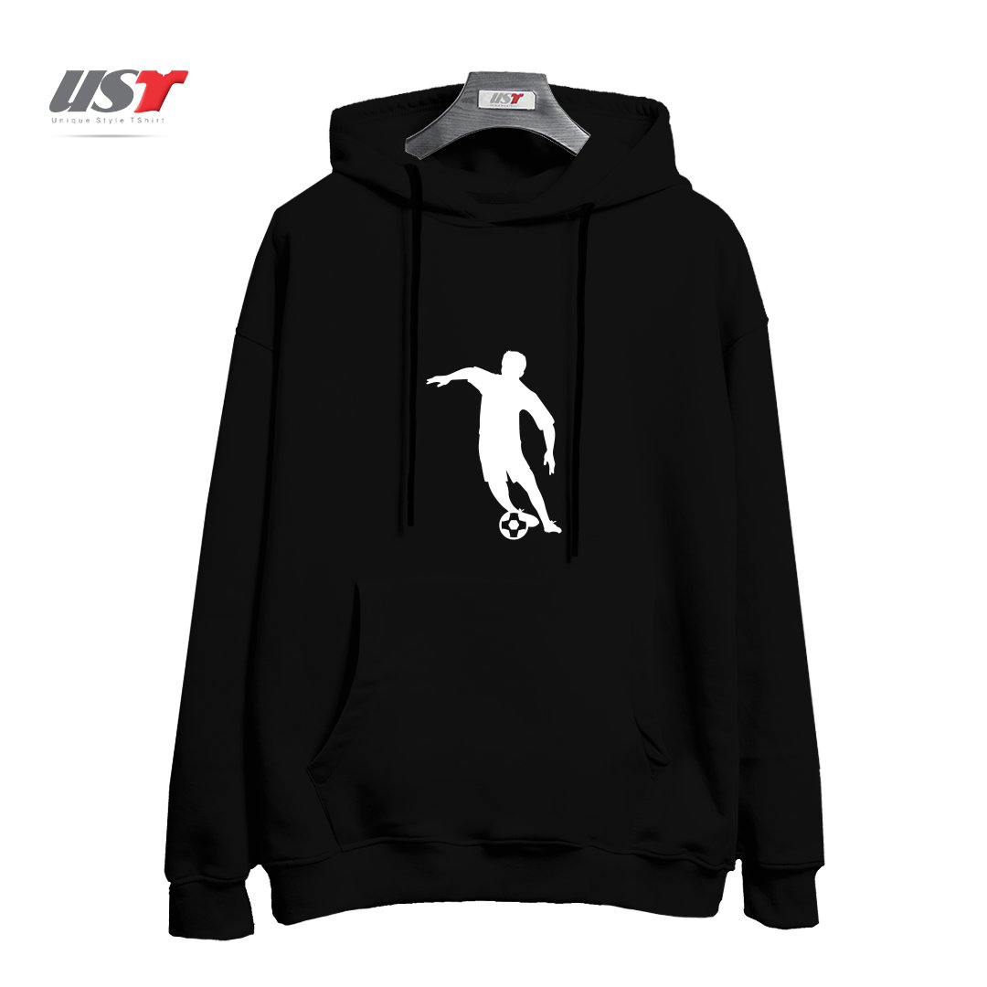 طرح FOOTBALL FAN PLAYER هودی اورسایزرنگ مشکی