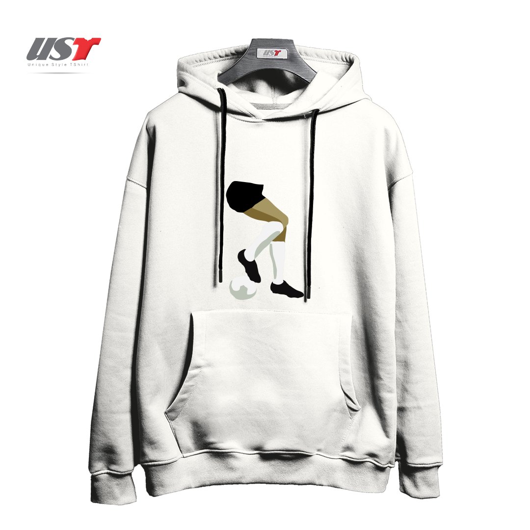 طرح FOOTBALL DRAG BACK هودی اورسایزرنگ سفید