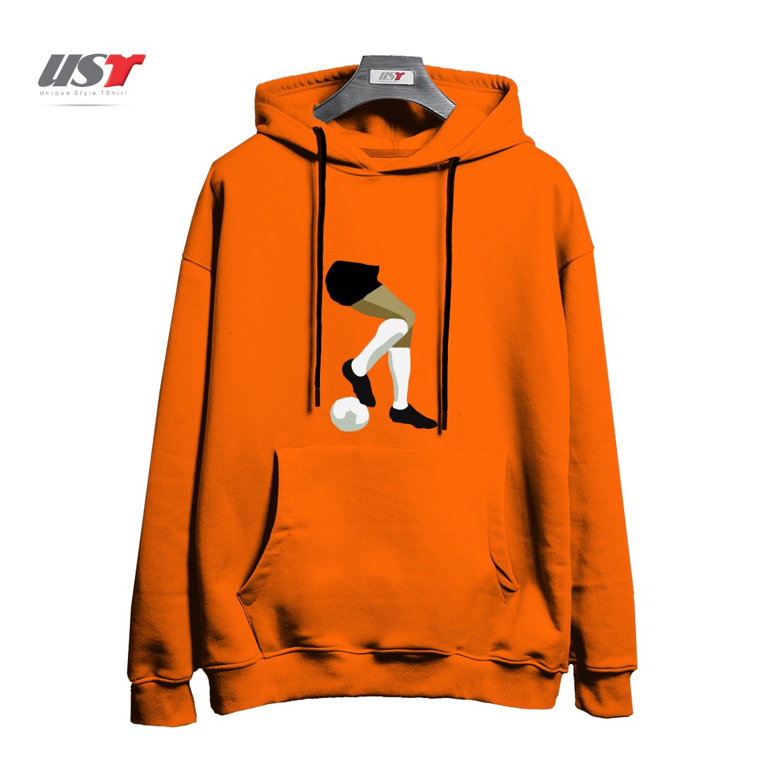 طرح FOOTBALL DRAG BACK هودی اورسایزرنگ نارنجی