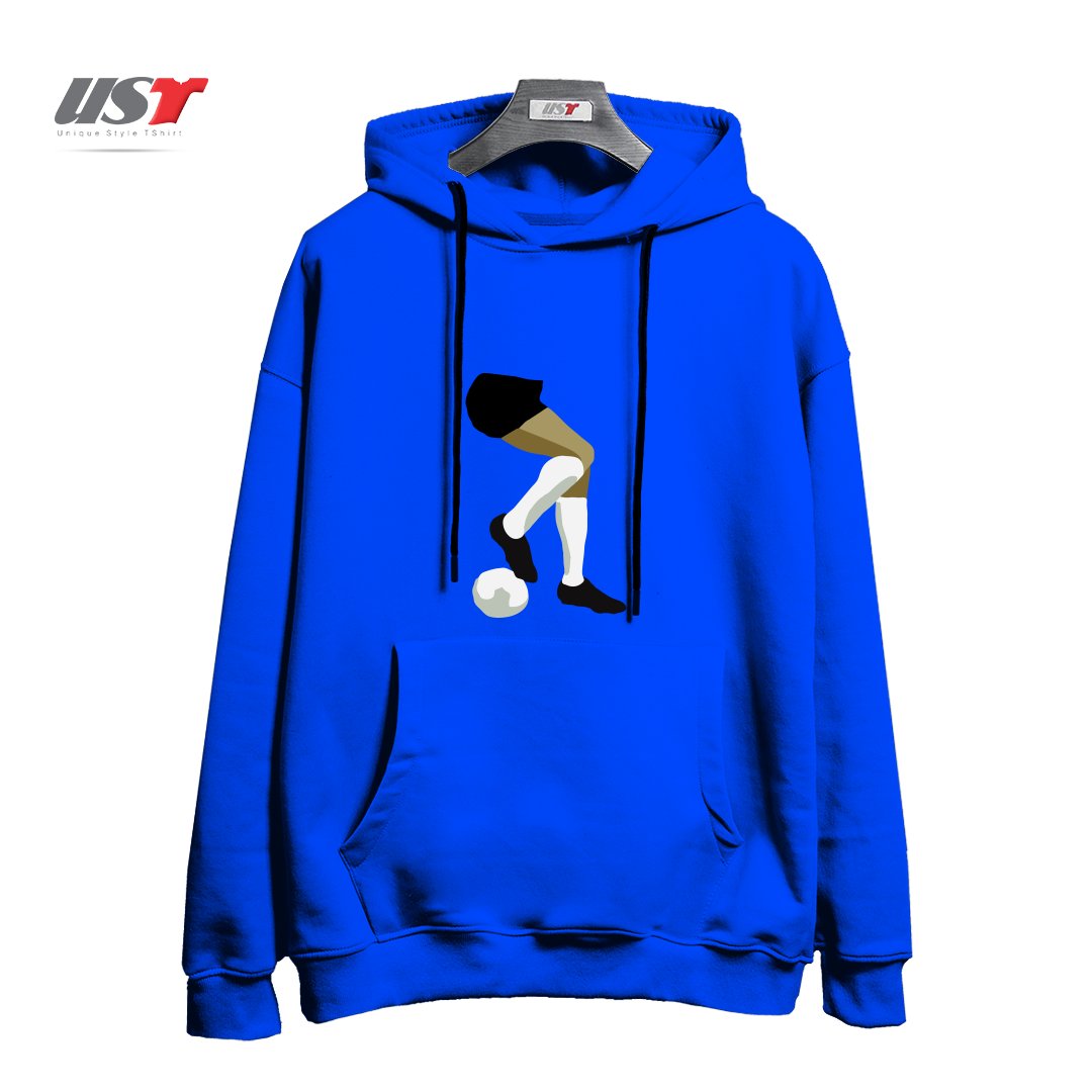 طرح FOOTBALL DRAG BACK هودی اورسایزرنگ آبی شالی