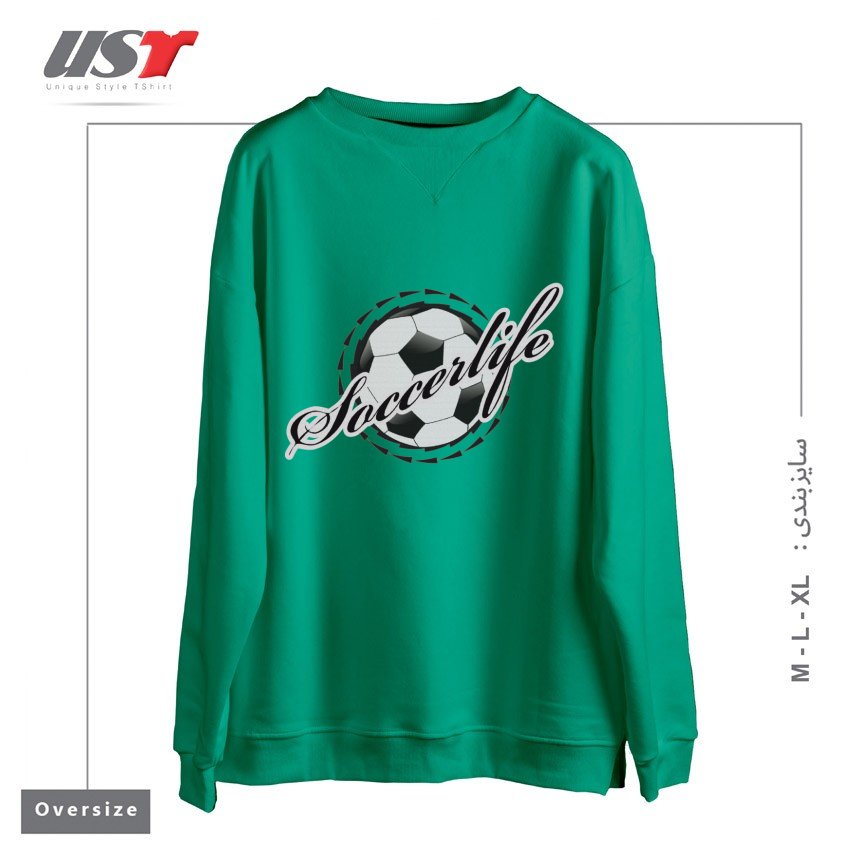طرح FOOTBALL DESIGN سوییشرت اورسایزرنگ سبز سدری