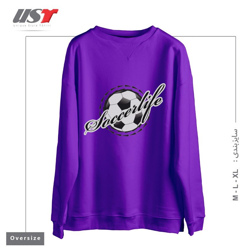 طرح FOOTBALL DESIGN سوییشرت اورسایزرنگ بنفش
