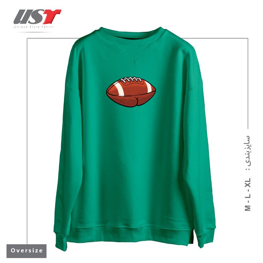 طرح FOOTBALL BUTT سوییشرت اورسایزرنگ سبز سدری