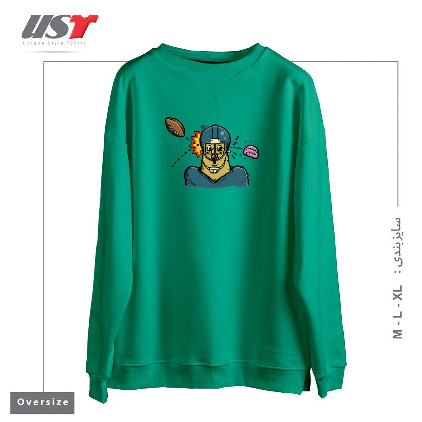 طرح CONCUSSION PROTOCOL سوییشرت اورسایزرنگ سبز سدری