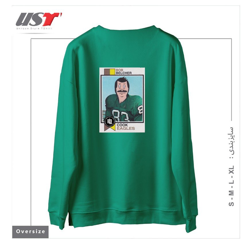 طرح BOB BELCHER سوییشرت اورسایزرنگ سبز سدری
