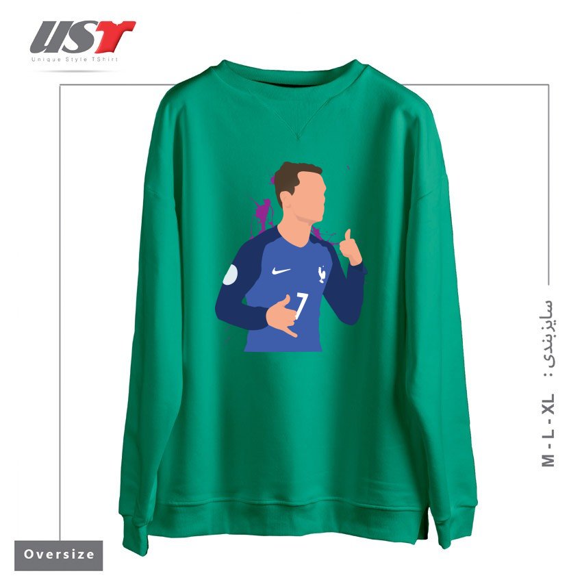 طرح ANTOINE GRIEZMANN سوییشرت اورسایزرنگ سبز سدری