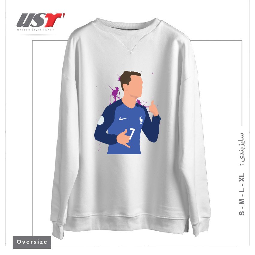 طرح ANTOINE GRIEZMANN سوییشرت اورسایزرنگ سفید