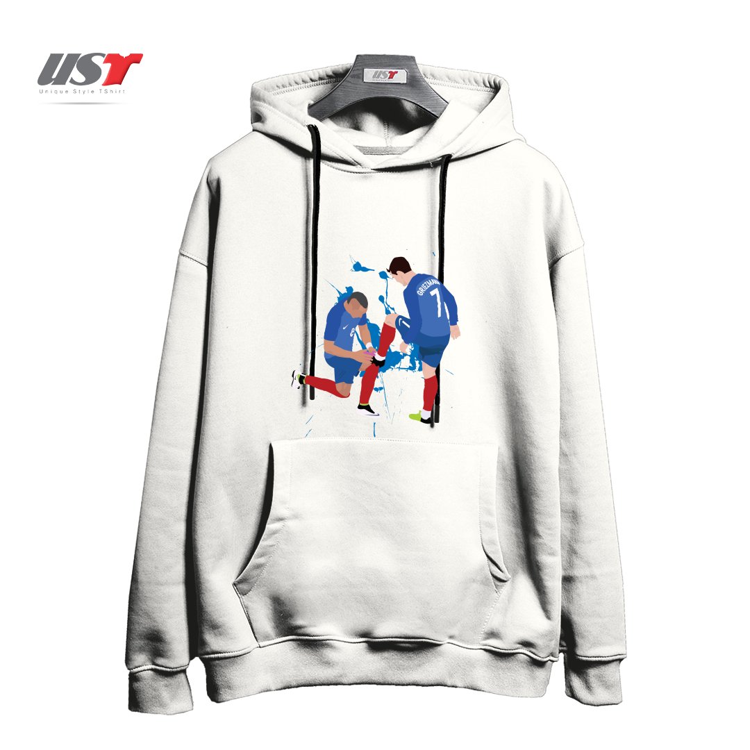 طرح ANTOINE GRIEZMANN & DMITRI PAYET هودی اورسایزرنگ سفید