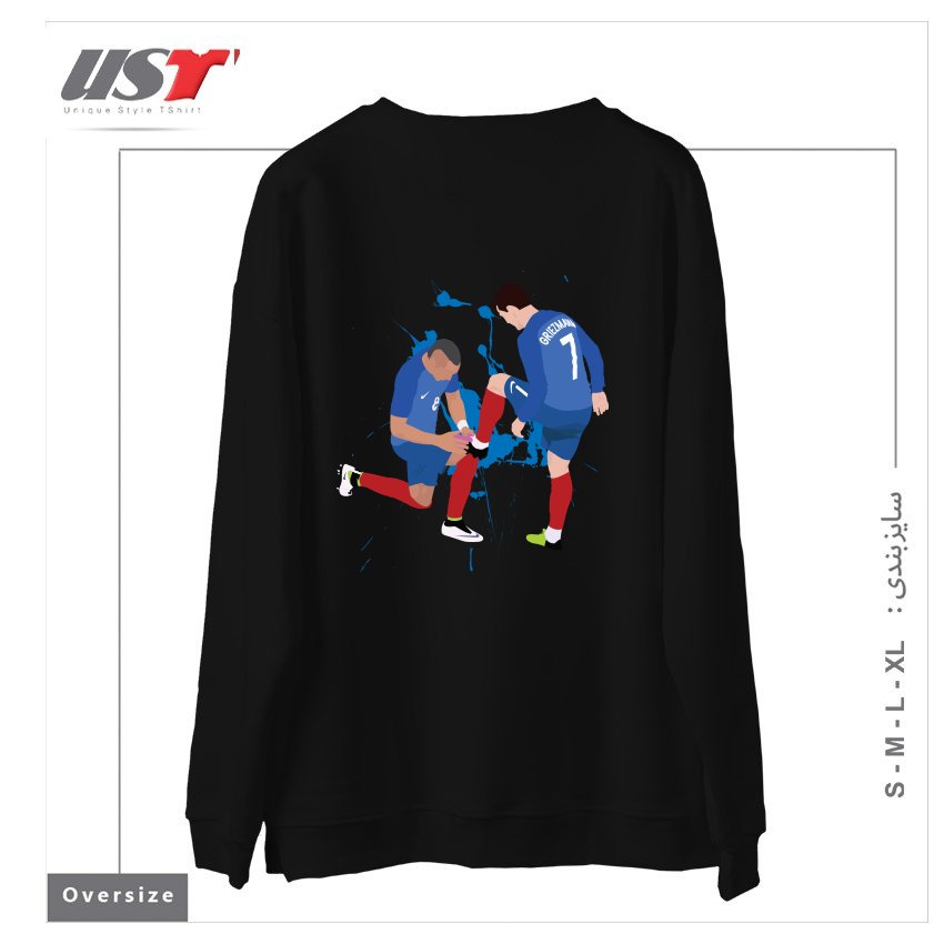 طرح ANTOINE GRIEZMANN & DMITRI PAYET سوییشرت اورسایزرنگ مشکی