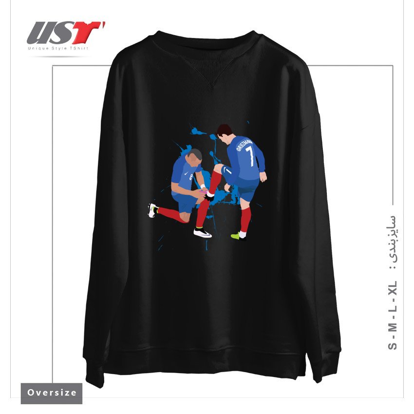 طرح ANTOINE GRIEZMANN & DMITRI PAYET سوییشرت اورسایزرنگ مشکی