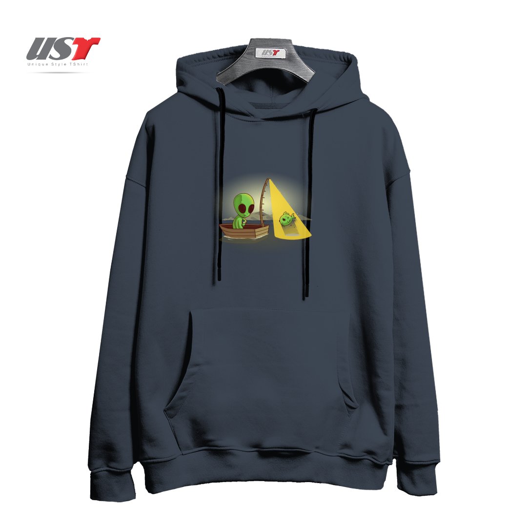 طرح ALIEN FISHING هودی اورسایزرنگ دودی