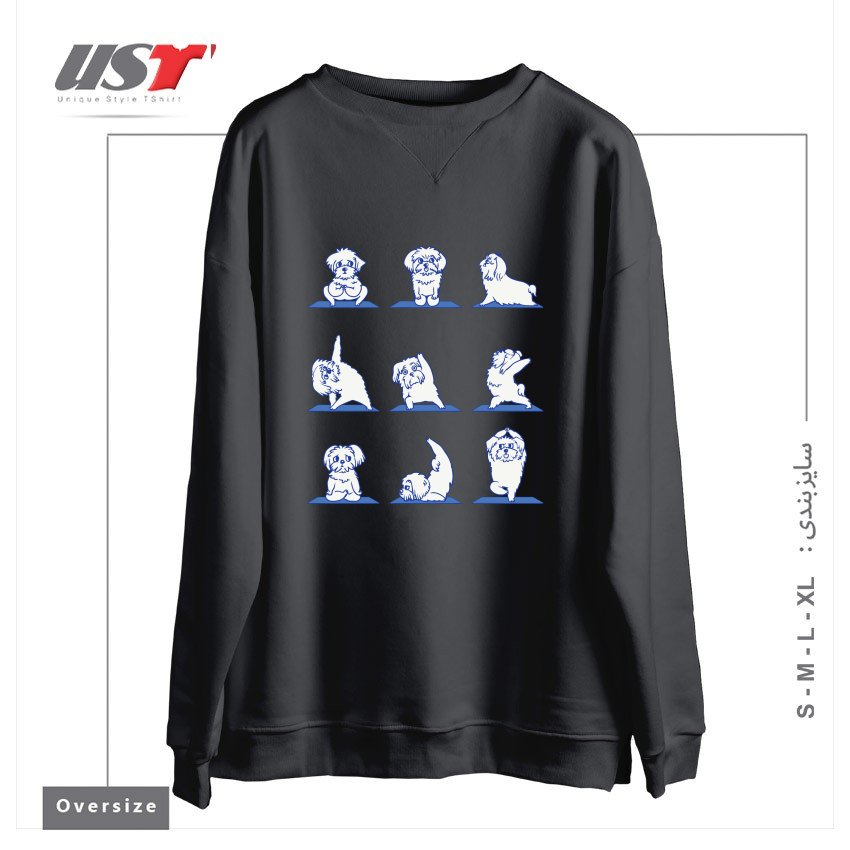 طرح MALTESE YOGA سوییشرت اورسایزرنگ دودی