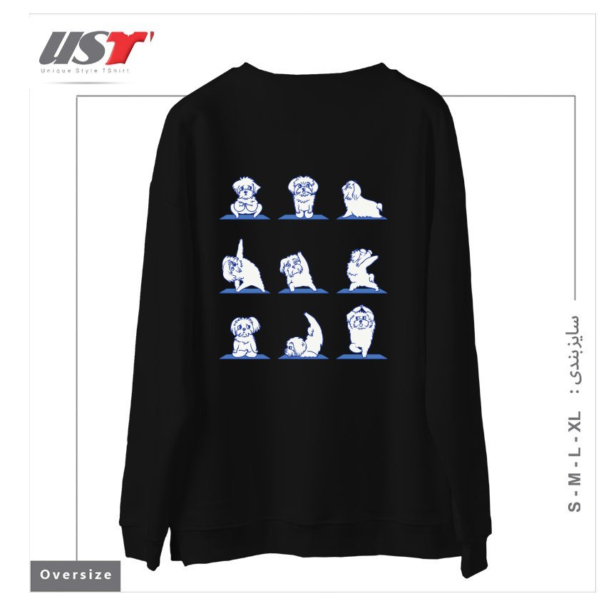 طرح MALTESE YOGA سوییشرت اورسایزرنگ مشکی