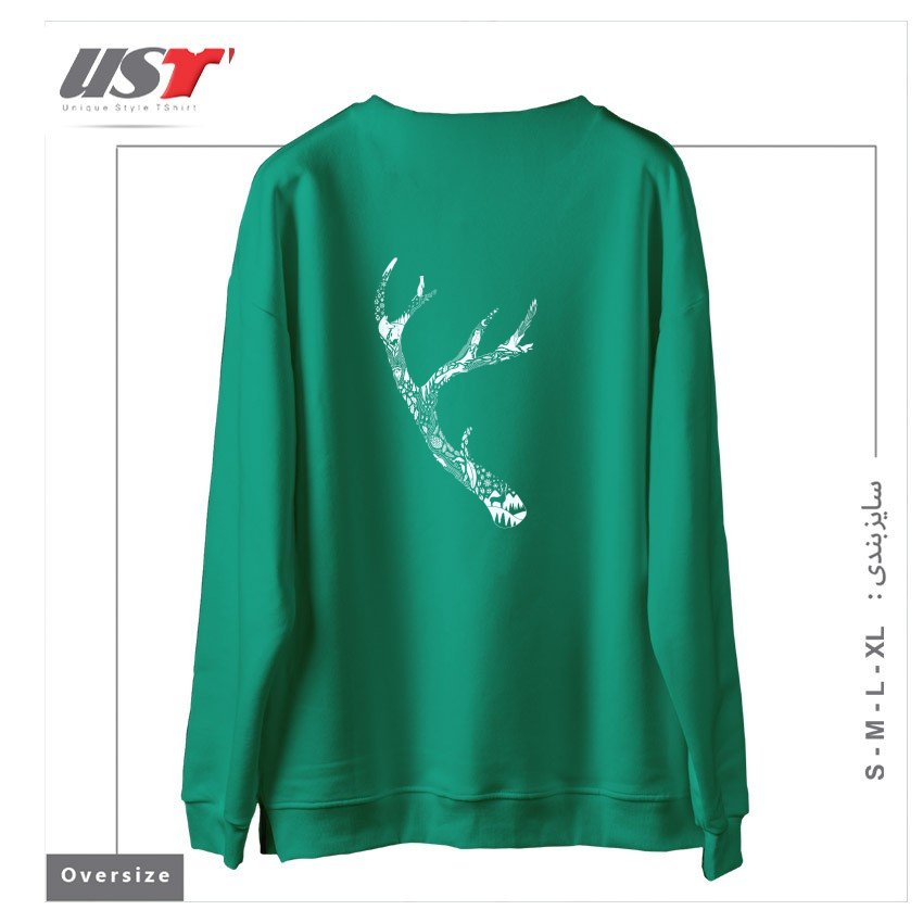 طرح TRACKS AND SIGNS سوییشرت اورسایزرنگ سبز سدری