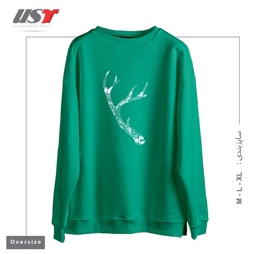 طرح TRACKS AND SIGNS سوییشرت اورسایزرنگ سبز سدری