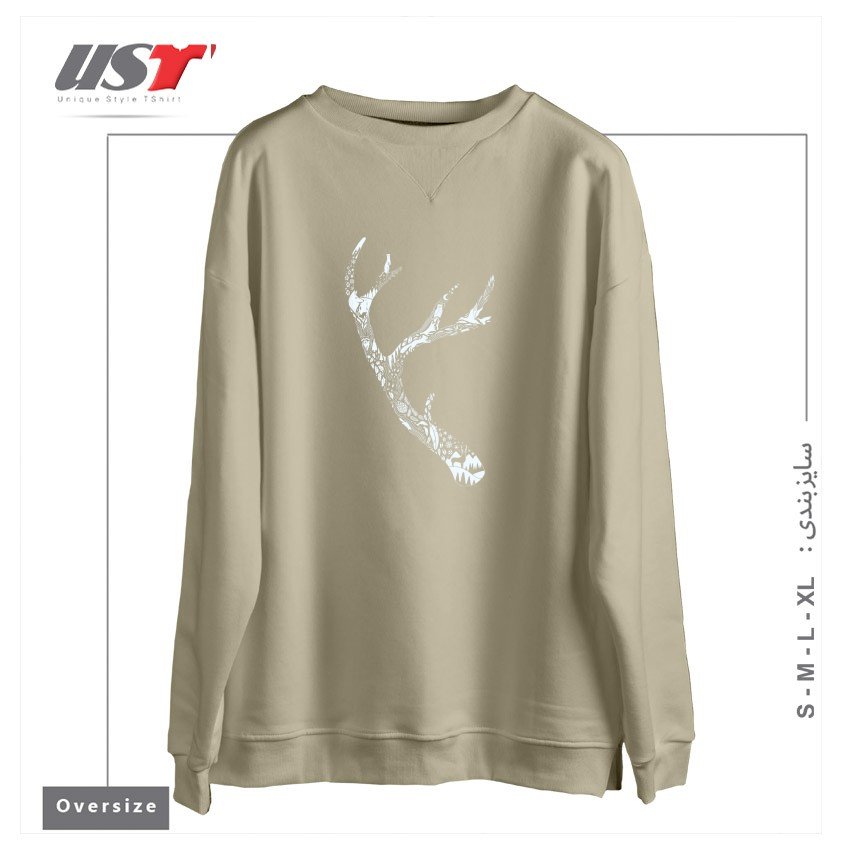 طرح TRACKS AND SIGNS سوییشرت اورسایزرنگ نخودی