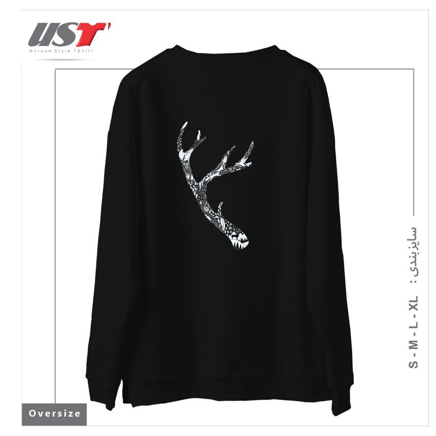 طرح TRACKS AND SIGNS سوییشرت اورسایزرنگ مشکی