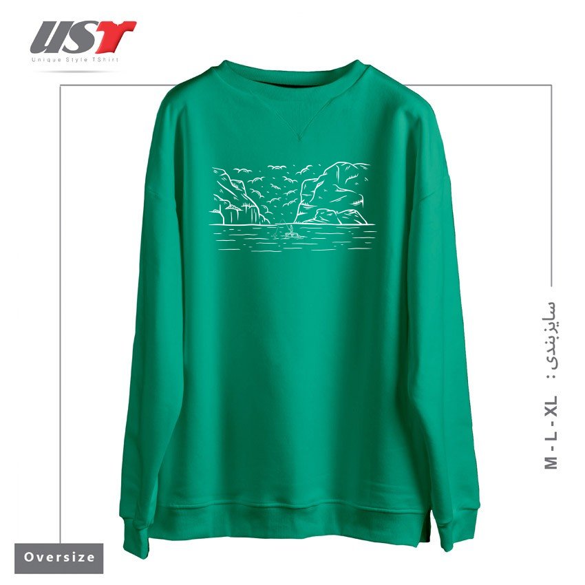 طرح FISHERMAN-DARK سوییشرت اورسایزرنگ سبز سدری