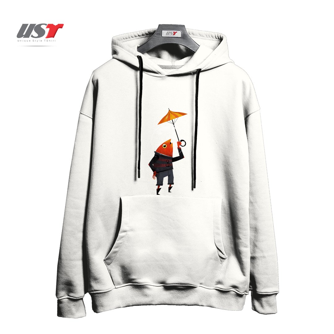 طرح GLOU-GLOU هودی اورسایزرنگ سفید