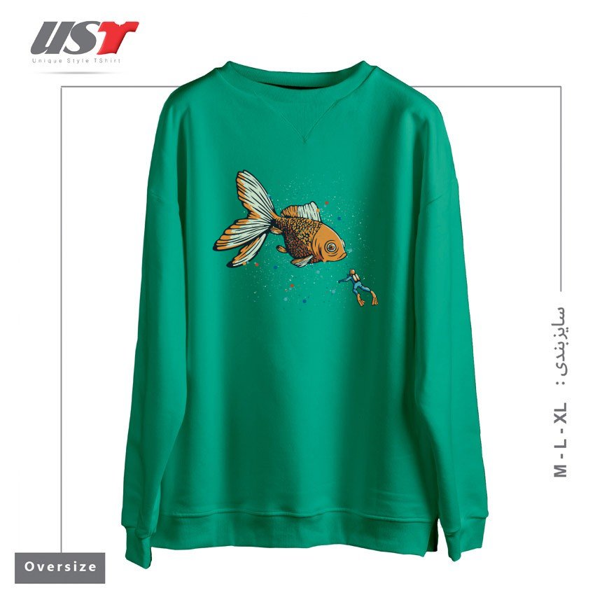سوییشرت اورسایز طرح GOLDEN FISH SCUBA DIVER BY TOBE FONSECA