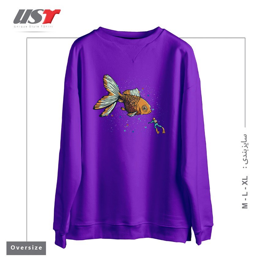 سوییشرت اورسایز طرح GOLDEN FISH SCUBA DIVER BY TOBE FONSECA