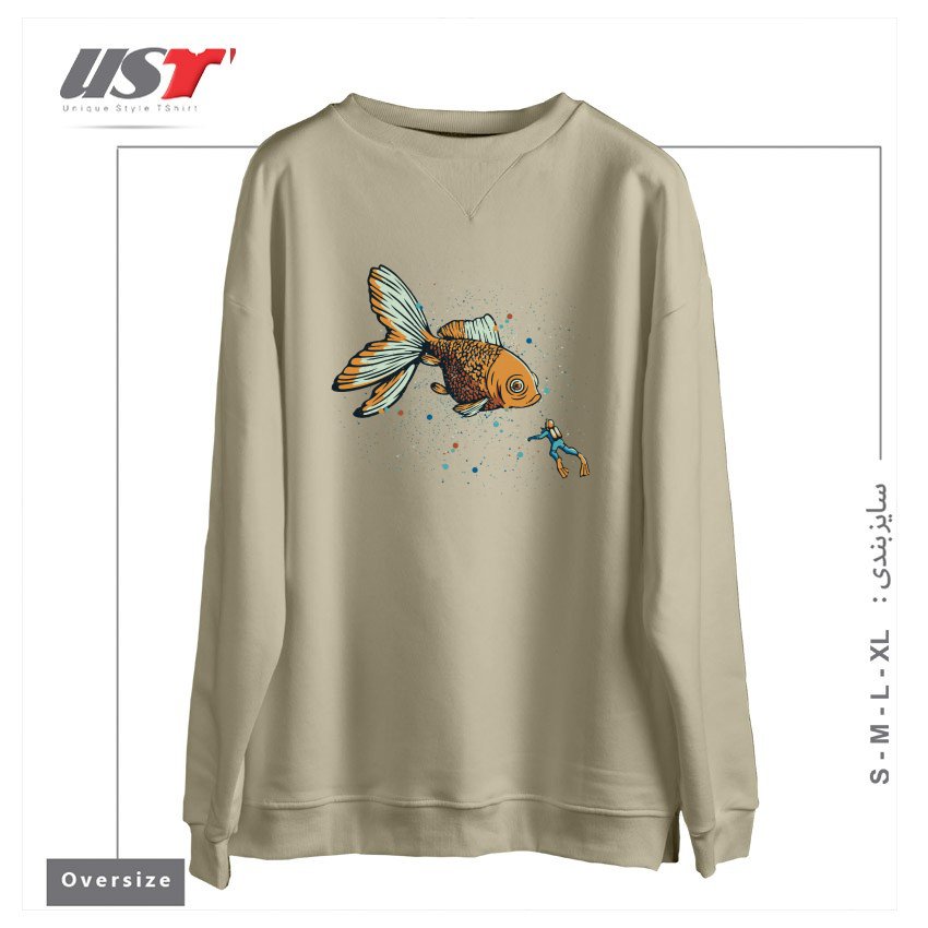 سوییشرت اورسایز طرح GOLDEN FISH SCUBA DIVER BY TOBE FONSECA