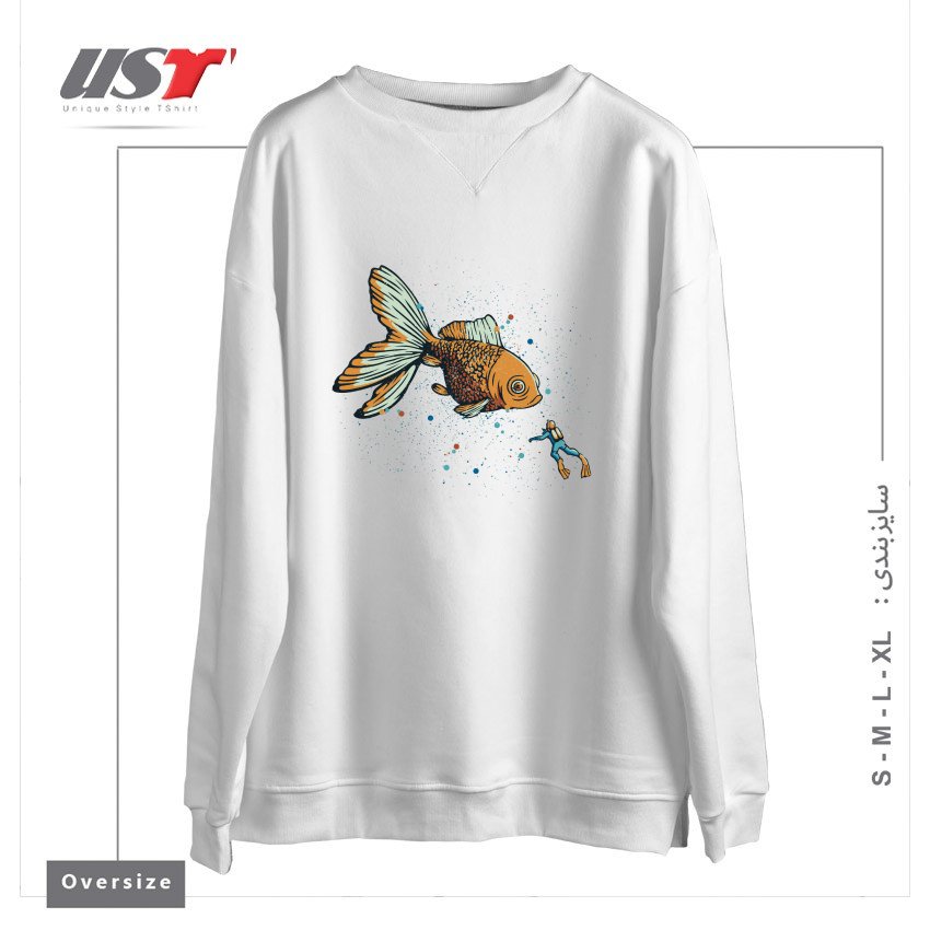 سوییشرت اورسایز طرح GOLDEN FISH SCUBA DIVER BY TOBE FONSECA