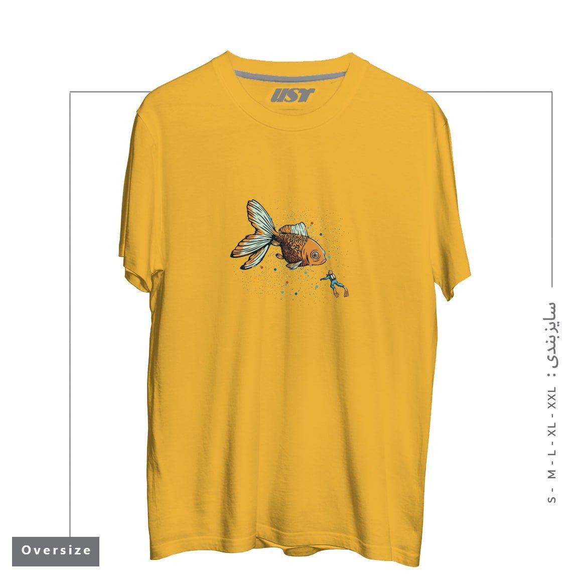 تیشرت اورسایز طرح GOLDEN FISH SCUBA DIVER BY TOBE FONSECA