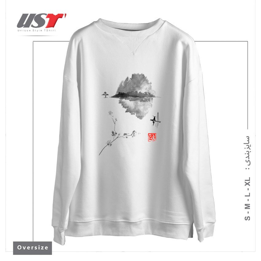 سوییشرت اورسایز طرح ISLAND, FISHERMAN, SUMIE, JAPAN,2