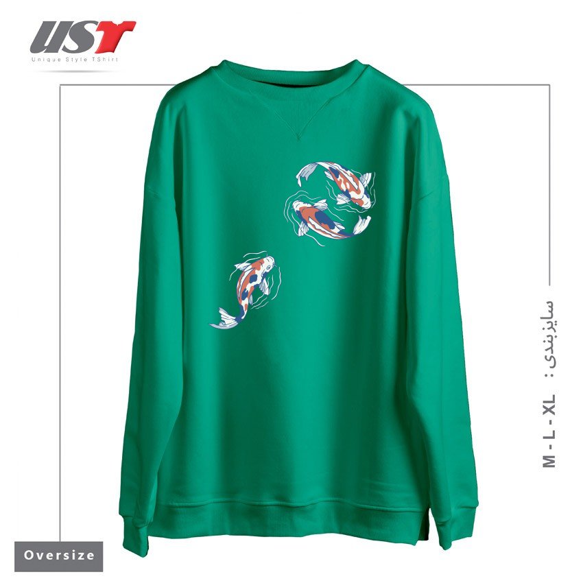 سوییشرت اورسایز طرح KOI LAKE TRADITIONAL JAPANESE BY TOBE FONSECA