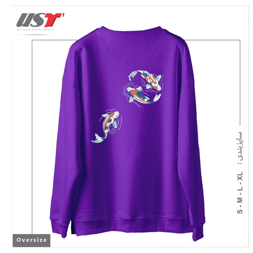 طرح KOI LAKE TRADITIONAL JAPANESE BY TOBE FONSECA سوییشرت اورسایزرنگ بنفش