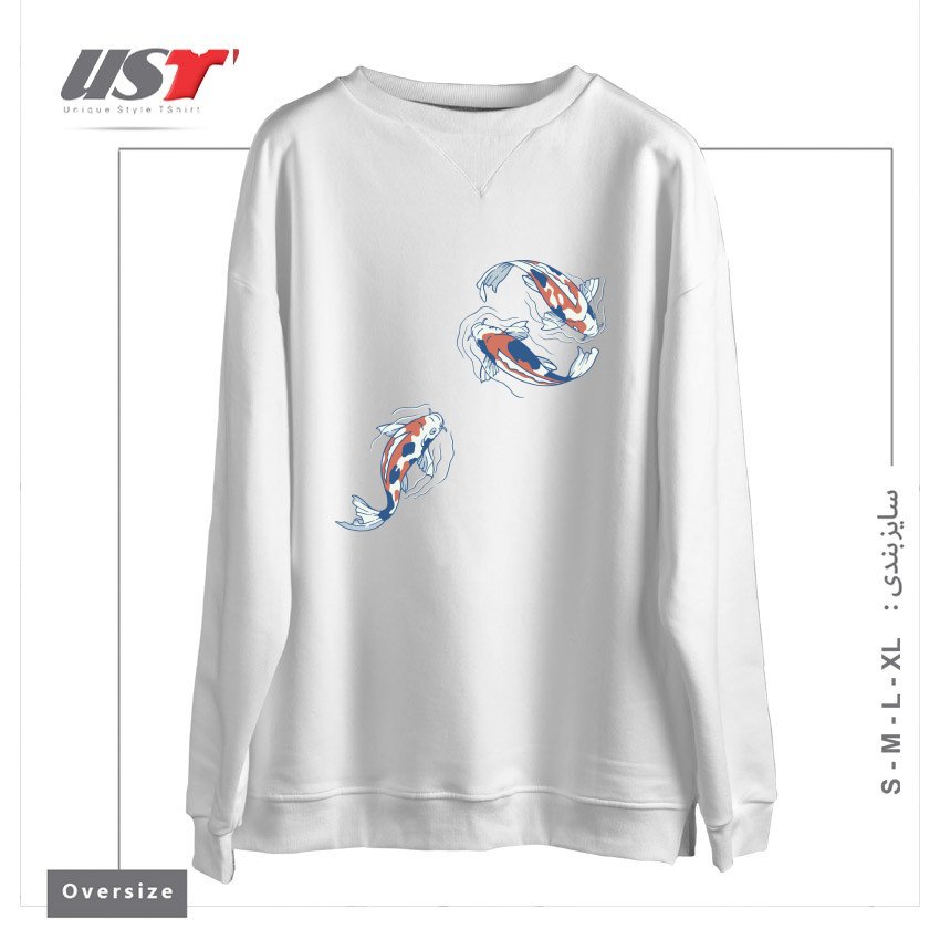 سوییشرت اورسایز طرح KOI LAKE TRADITIONAL JAPANESE BY TOBE FONSECA