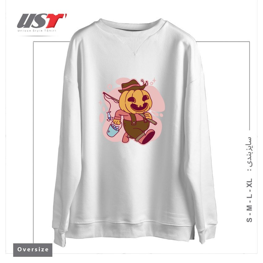 سوییشرت اورسایز طرح PUMPKIN AS FISHERMAN
