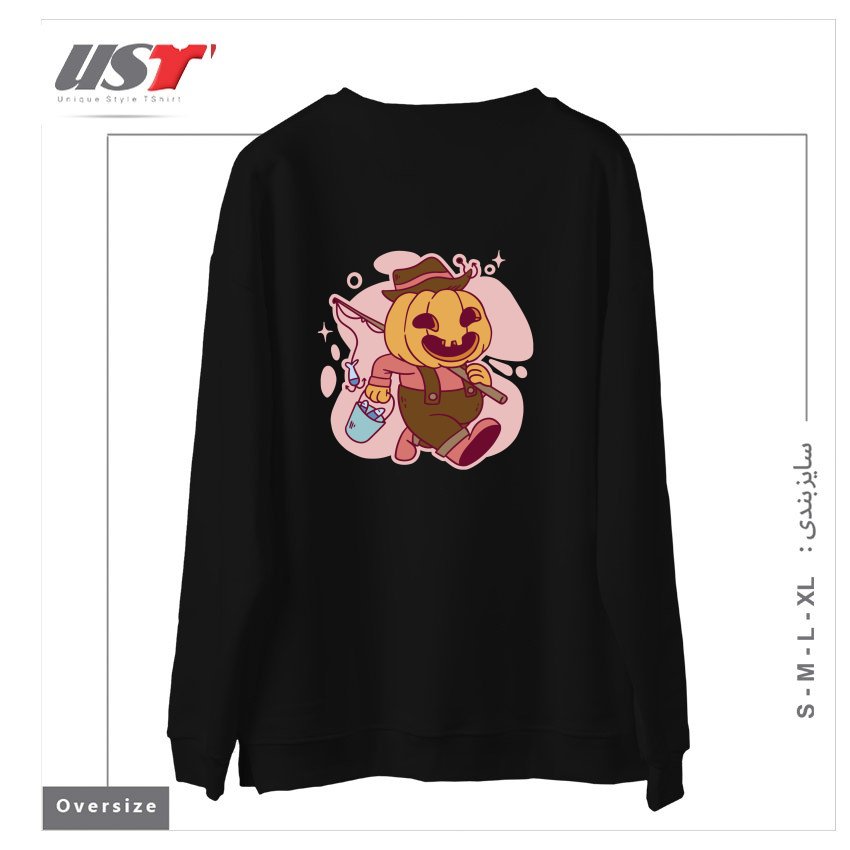 طرح PUMPKIN AS FISHERMAN سوییشرت اورسایزرنگ مشکی