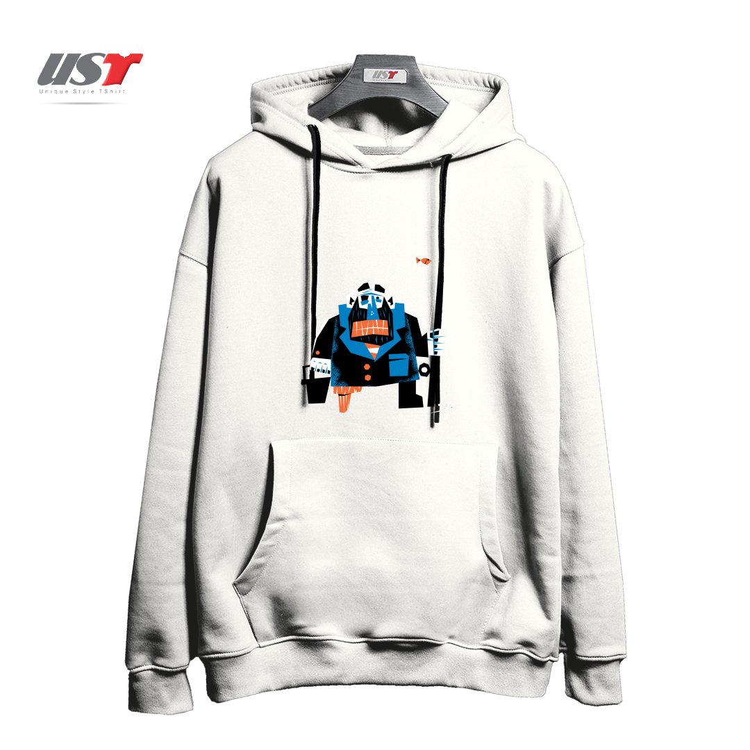 طرح THE FISHERMAN هودی اورسایزرنگ سفید