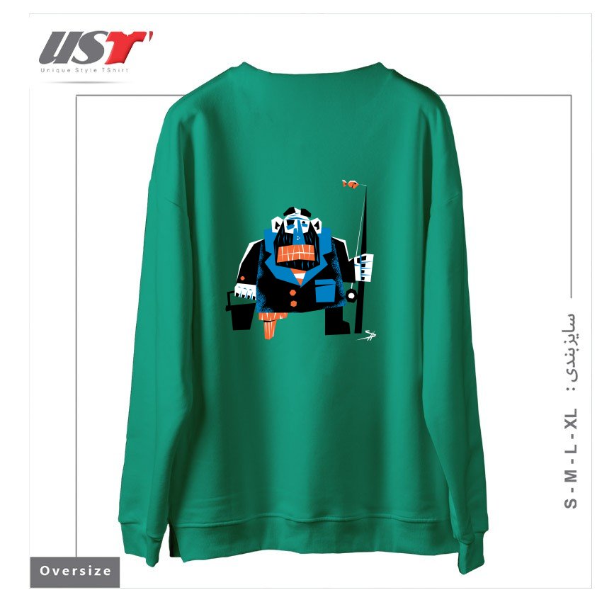 طرح THE FISHERMAN سوییشرت اورسایزرنگ سبز سدری