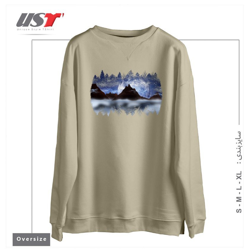 طرح THE FISHERMAN1 سوییشرت اورسایزرنگ نخودی