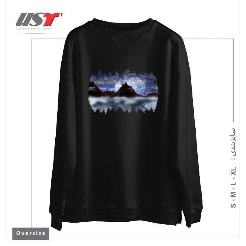 طرح THE FISHERMAN1 سوییشرت اورسایزرنگ مشکی