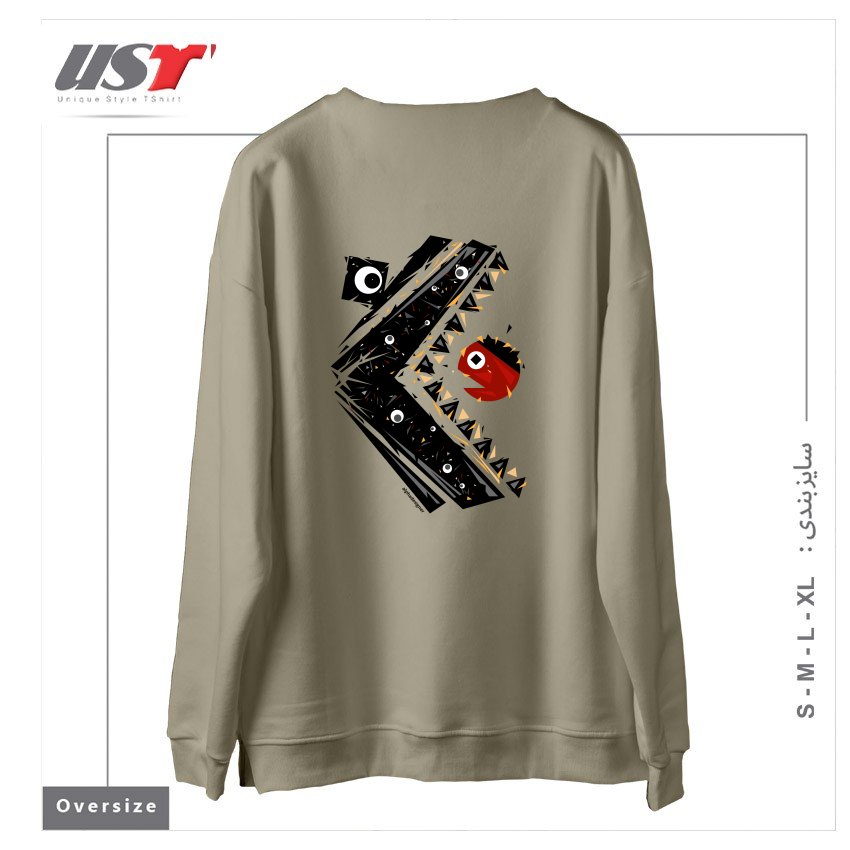 طرح ALL SEEING MONSTER سوییشرت اورسایزرنگ نخودی