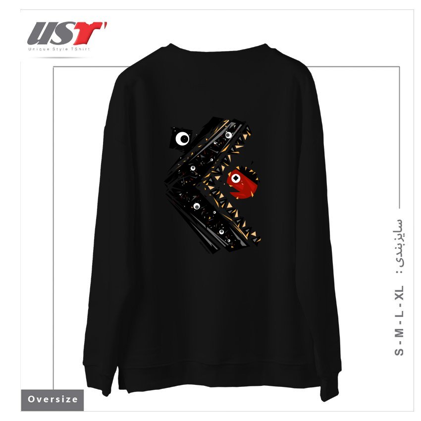 طرح ALL SEEING MONSTER سوییشرت اورسایزرنگ مشکی