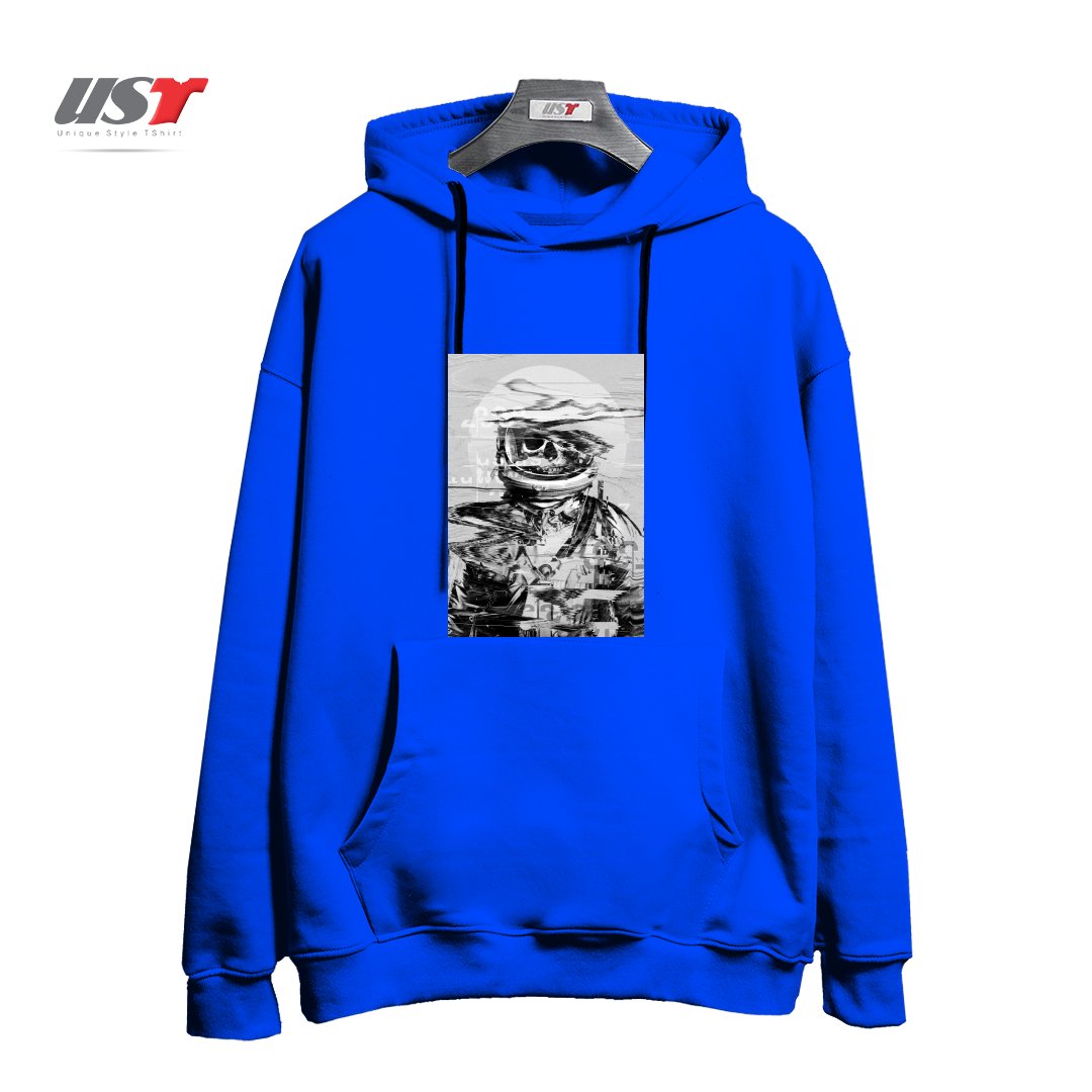 طرح ASTRO SKULL هودی اورسایزرنگ آبی شالی