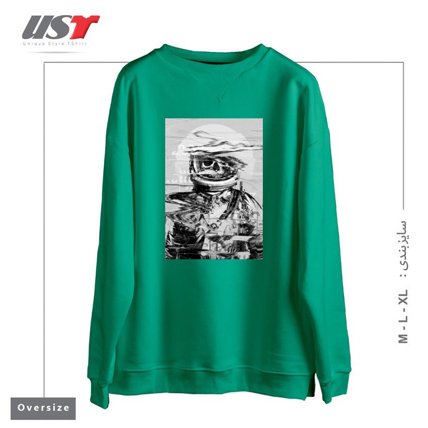 طرح ASTRO SKULL سوییشرت اورسایزرنگ سبز سدری
