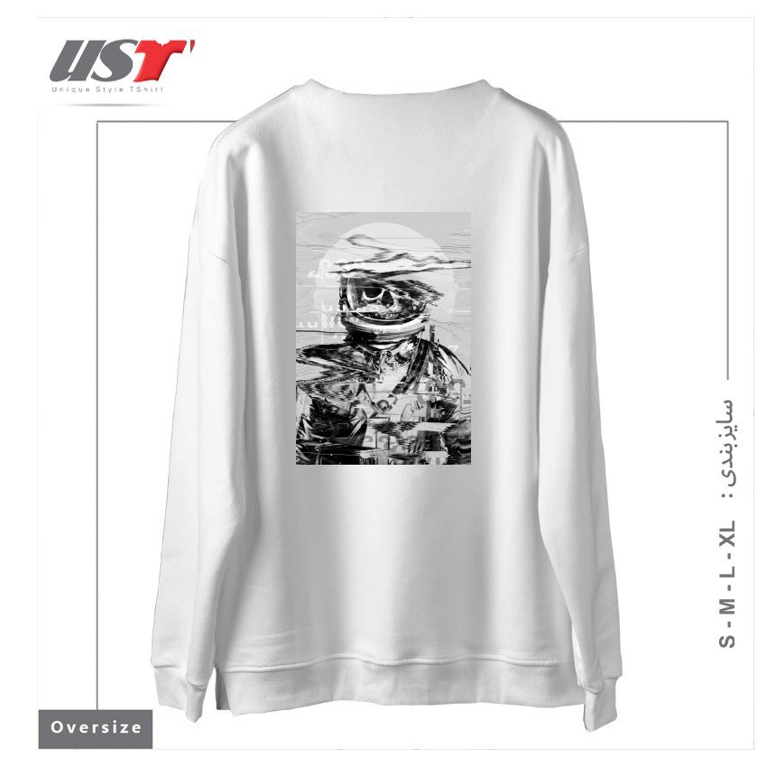 طرح ASTRO SKULL سوییشرت اورسایزرنگ سفید
