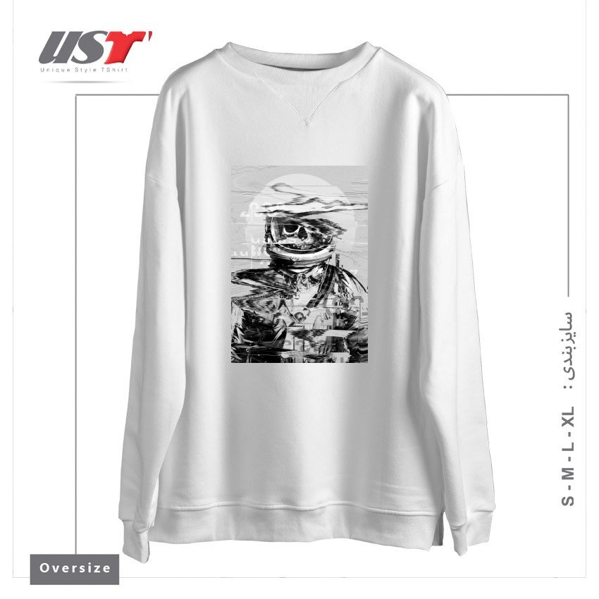 طرح ASTRO SKULL سوییشرت اورسایزرنگ سفید