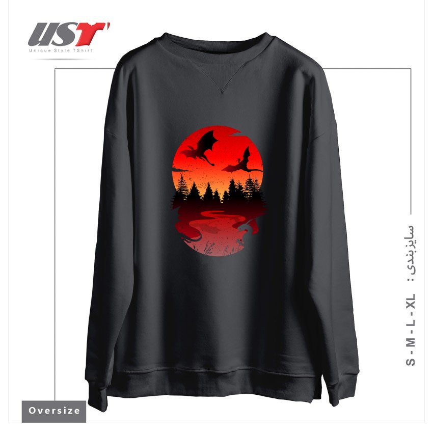 سوییشرت اورسایز طرح BETWEEN NIGHT AND DAY