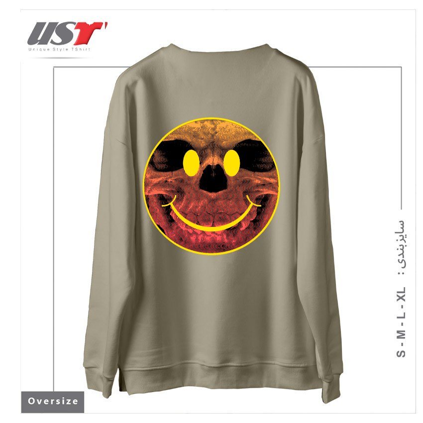 طرح BIG SMILE FOR YOU سوییشرت اورسایزرنگ نخودی