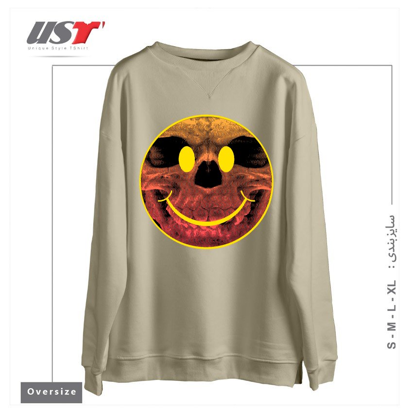 طرح BIG SMILE FOR YOU سوییشرت اورسایزرنگ نخودی