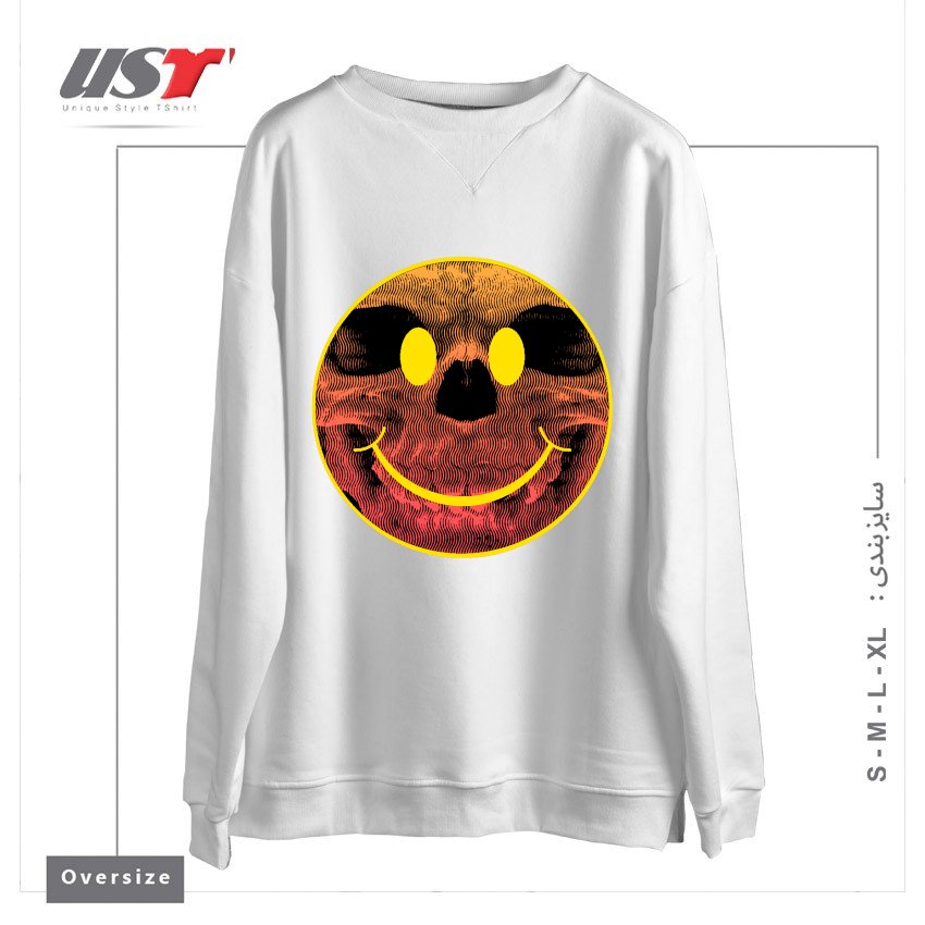 طرح BIG SMILE FOR YOU سوییشرت اورسایزرنگ سفید