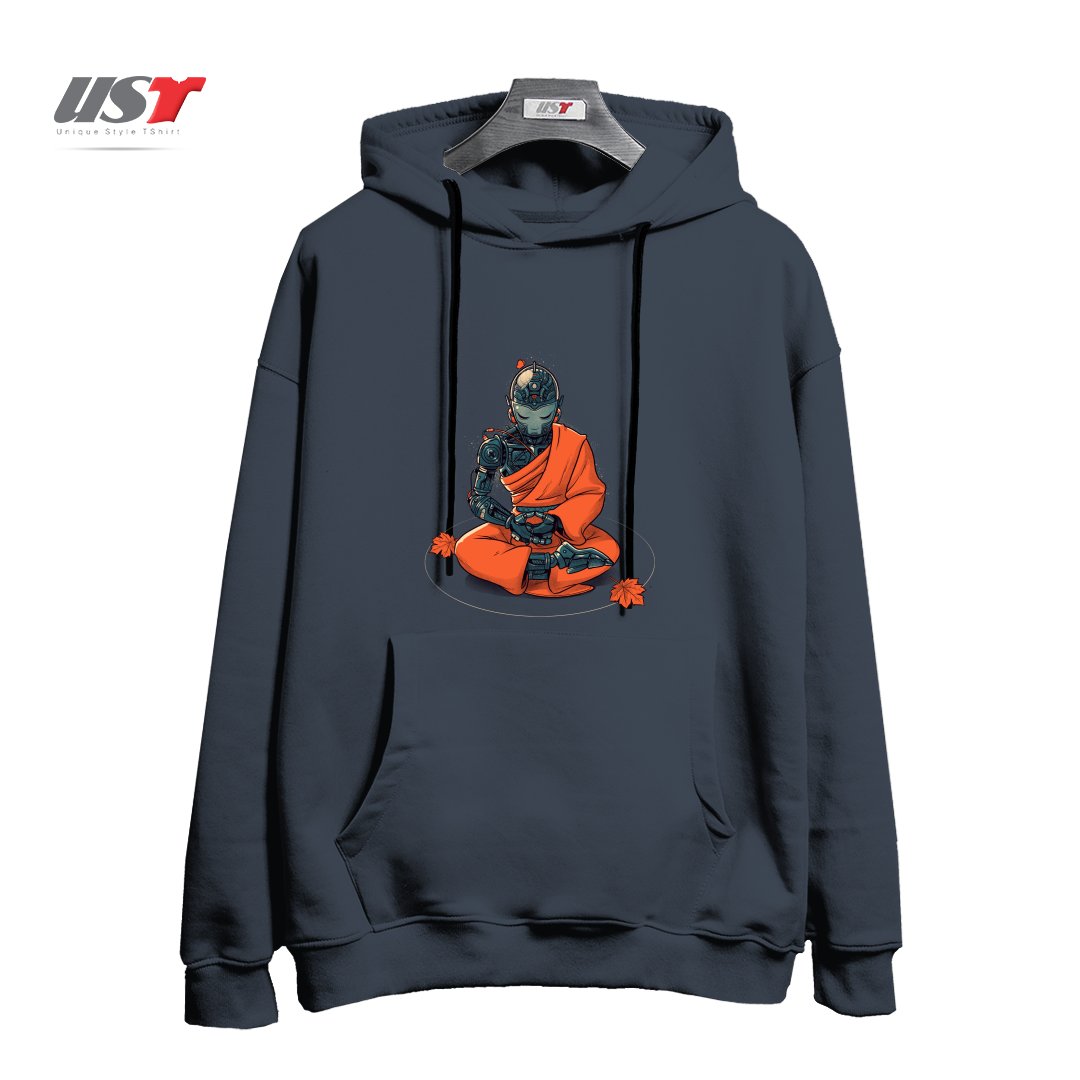 طرح MEDITATION ROBOT MONK هودی اورسایزرنگ دودی