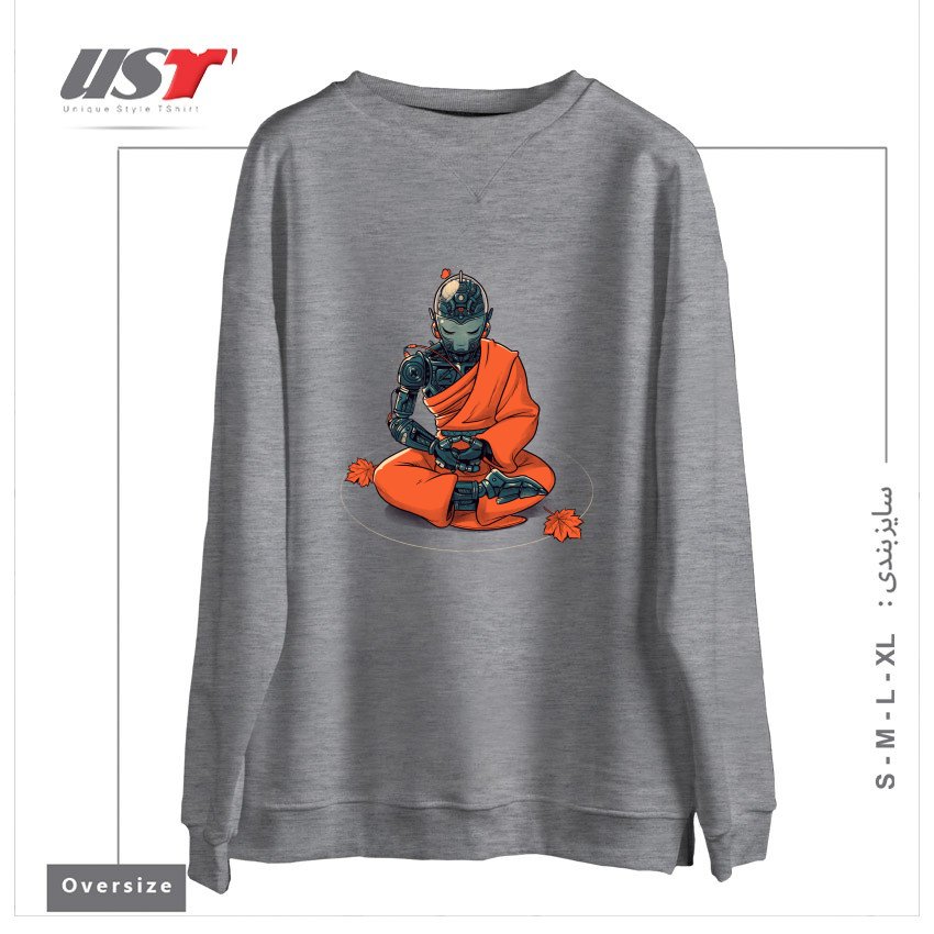 سوییشرت اورسایز طرح MEDITATION ROBOT MONK